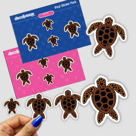 Neon Lava Sea Turtle Design sticker set featuring intricately detailed turtle illustrations. Available as vibrant stickers or digital artwork, capturing the essence of unique reptile-themed decor from Decal Venue.