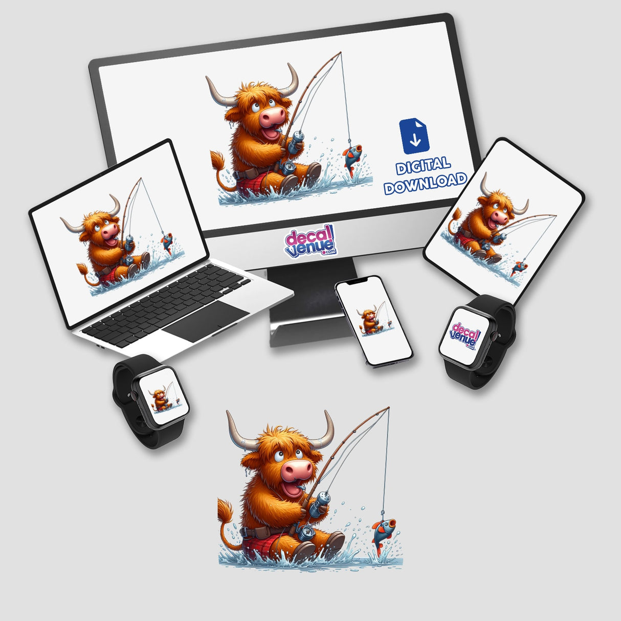 Humourous Highland Cow Fishing