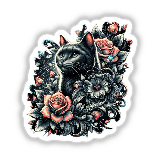 Cat Gothic Floral Portrait