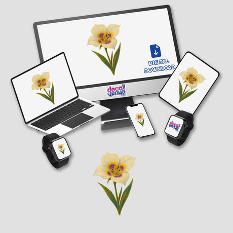 Utah State Flower Sticker or Clipart with Commercial Rights - Sego Lily Design showcases a detailed Sego Lily illustration, available as a sticker or digital art, epitomizing Decal Venue's unique vinyl and digital offerings.