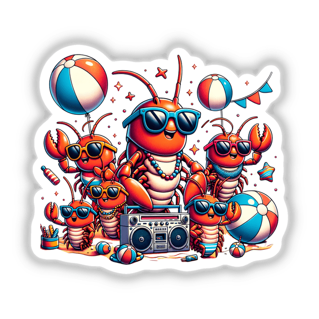 Lobster Beach Party Sunglasses Boombox