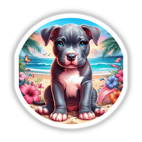 Pitbull Puppy Dog at the Beach
