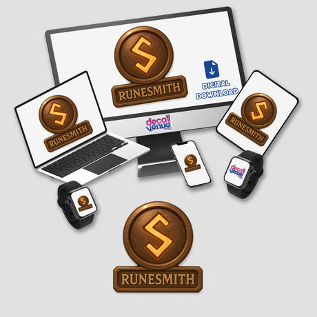 Runesmith – RPG-Style Skill Badge featuring the Bronze Rune Forgemaster Icon, available as unique stickers or digital artwork. Perfect for RPG enthusiasts seeking distinctive, skill-themed designs.