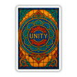 Unity Tibetan Thangka Stained Glass Sticker or Clipart features intricate spiritual motifs, available as motivational artwork with commercial rights, reflecting Decal Venue's unique vinyl and digital art offerings.