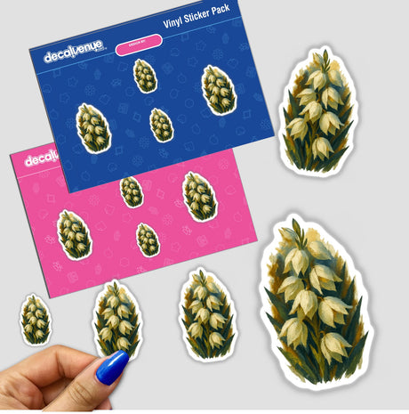 New Mexico State Flower Sticker or Clipart featuring a detailed Yucca Flower Design, available as stickers or digital artwork, ideal for commercial use from Decal Venue's unique collection.