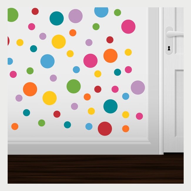 8 Color Combo - 2" and 4" inch Polka Dot Circles Wall Decals