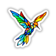 Hummingbird Stained Glass Style artwork, depicting a vibrant bird with intricate wing details, available as stickers or digital artwork from Decal Venue, known for unique creative designs.