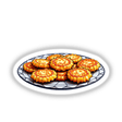Latke Platter Stained Glass Style depicted as a whimsical pizza design, available as stickers or digital artwork, showcasing unique detailing in a snack-inspired motif.