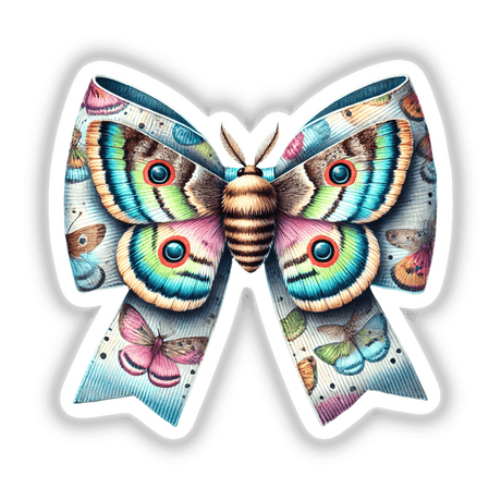 Vibrant digital moth artwork with colorful butterfly wings and intricate patterns, perfect sticker for decorative purposes.
