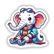 Trendy Elephant cartoon illustration, available as stickers or digital artwork.