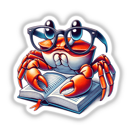 Crab With Reading Glasses Open Book
