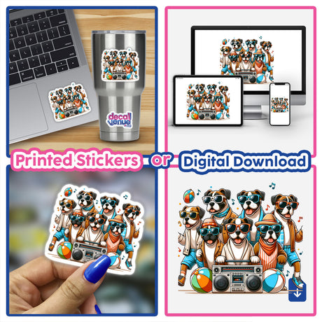 Boxer Dog Beach Party Sunglasses Boombox