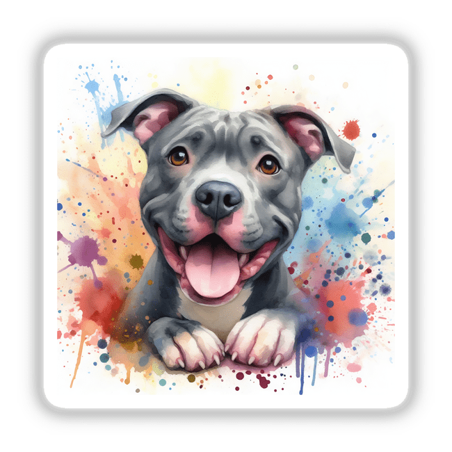 Watercolor Bully Pitbull Dog Splash