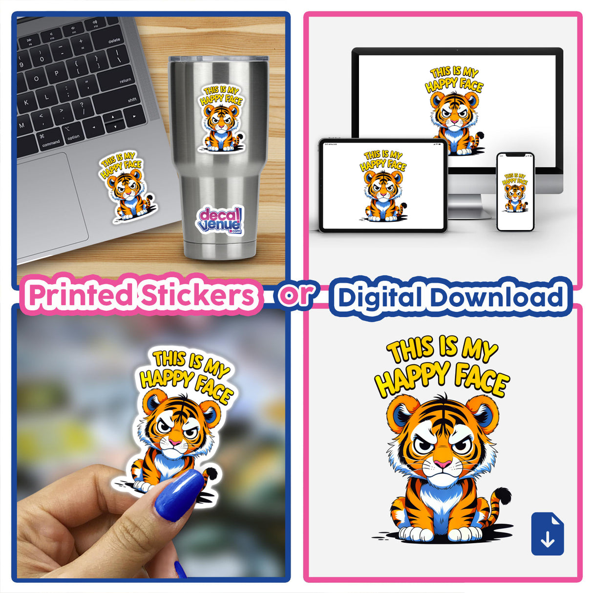 This Is My Happy Face Cute Grumpy Tiger