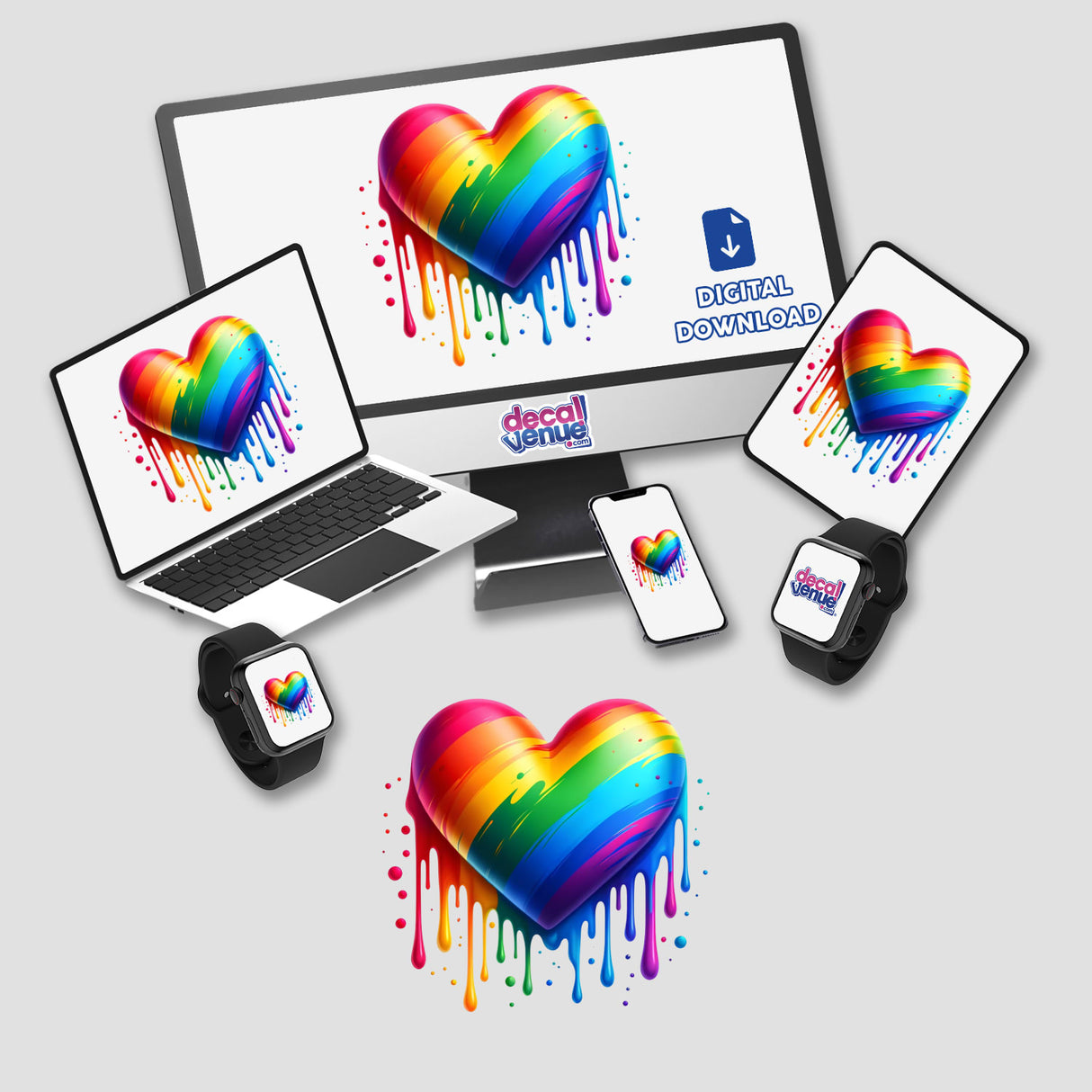 Rainbow Heart Dripping Pride
