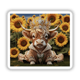 Baby Highland Cow Crown Sunflowers