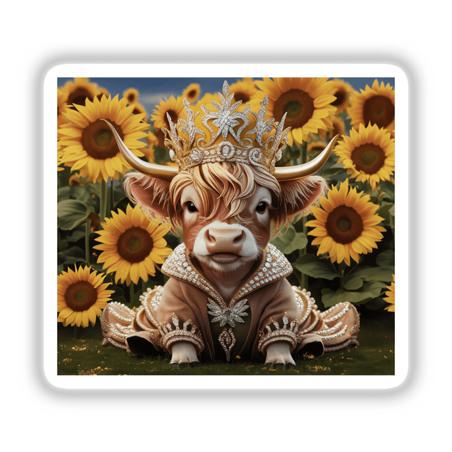 Baby Highland Cow Crown Sunflowers