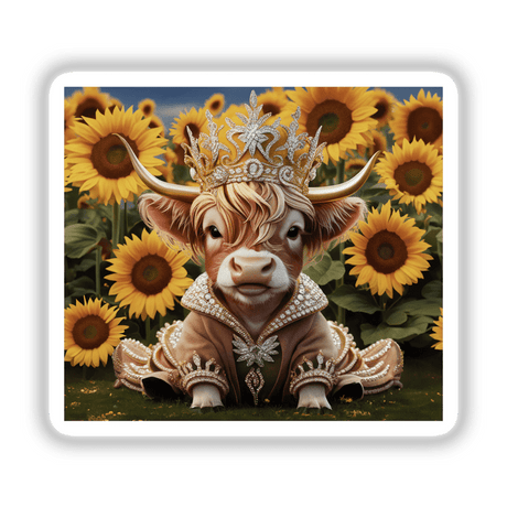 Baby Highland Cow Crown Sunflowers