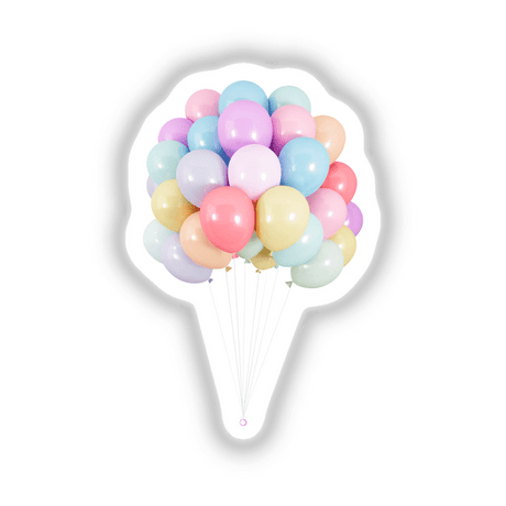 Bunch of pastel helium balloons with white strings, available as stickers or digital downloads
