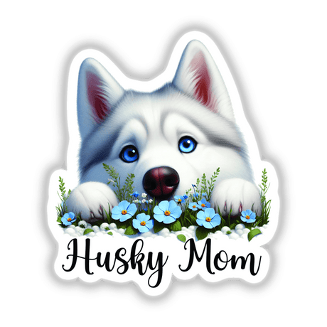 Peeking White Husky Mom Dog