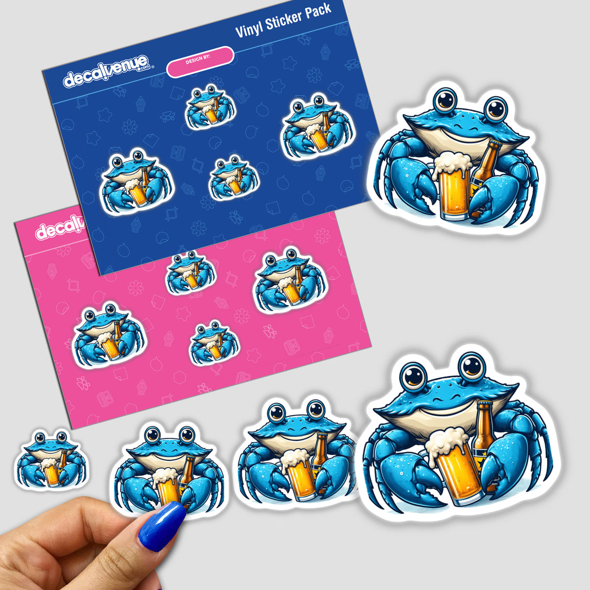 Blue Crab Double Fisting Beer Decal Venue