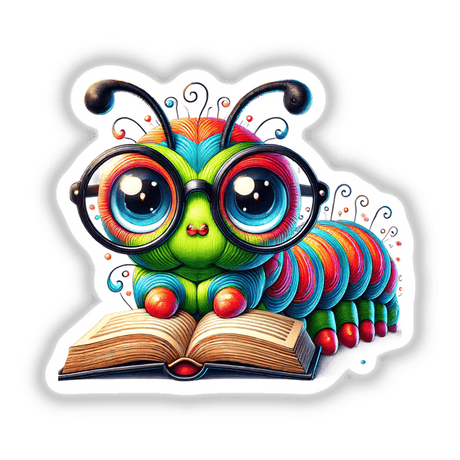 Caterpillar With Reading Glasses Open Book