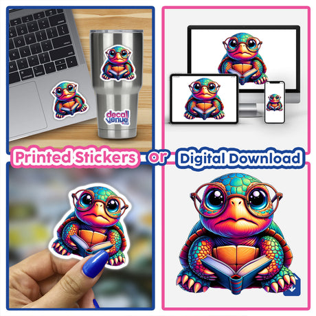 Turtle With Reading Glasses Open Book