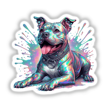 Holographic Color Splash Pitbull Dog
