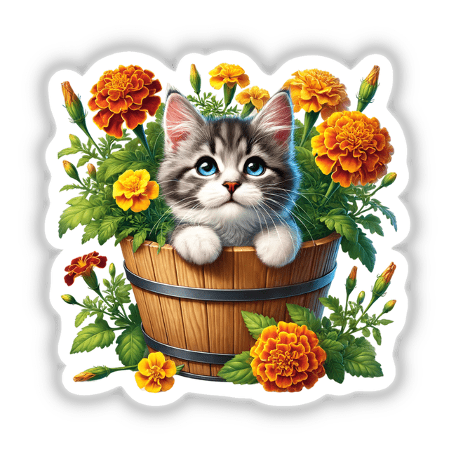 Kitten Peeking Out of Flower Pot