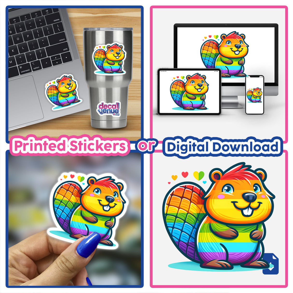 Beaver Colorful Rainbow Pride