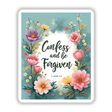 Fauvist Spring Buttercup “Confess and Be Forgiven” 1 John 1:9 Sticker or Clipart, featuring vibrant floral designs encircling the text, available as stickers or digital artwork.
