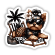 Stylish Yorkie Pup on Tropical Beach Chair