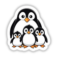 Adorable Penguin Family - A digital artwork featuring a group of cute and charming penguins of different sizes, displayed in a playful and endearing manner on a white background.