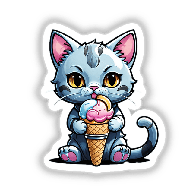 Cat eating ice cream