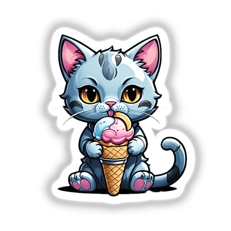 Cat eating ice cream