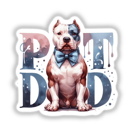 Watercolor Pit Dad Bowtie Pitbull Dog
