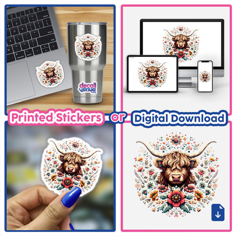 Floral Highland Cow PA25