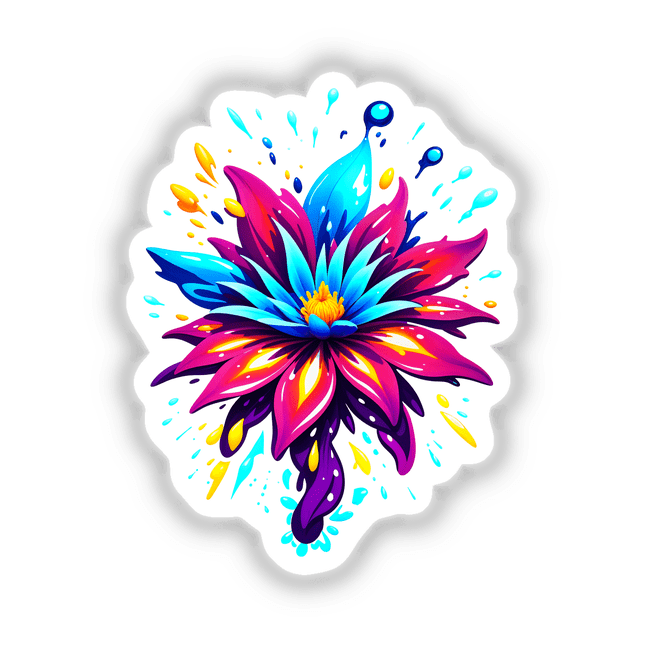 A vibrant depiction of A Colorful Spring Flower, showcasing intricate fractal art available as stickers or digital artwork, highlighting Decal Venue's unique vinyl creations.