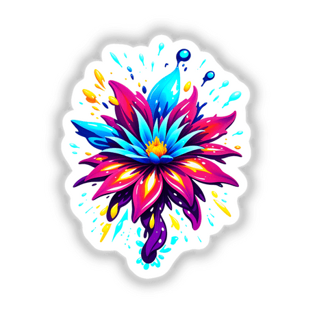 A vibrant depiction of A Colorful Spring Flower, showcasing intricate fractal art available as stickers or digital artwork, highlighting Decal Venue's unique vinyl creations.