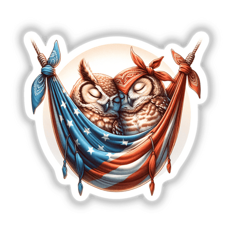 Owls Sleeping in USA Flag Bandana Hammock