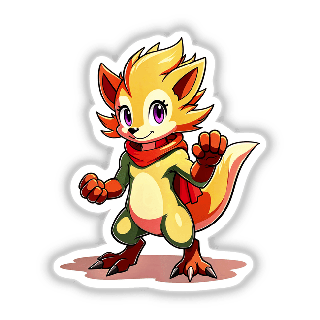 Furry Fighter - Happy Haze The Hedgehog cartoon illustration, available as stickers or digital artwork, showcasing a playful, animated fox character designed for Decal Venue's unique vinyl and digital art collection.