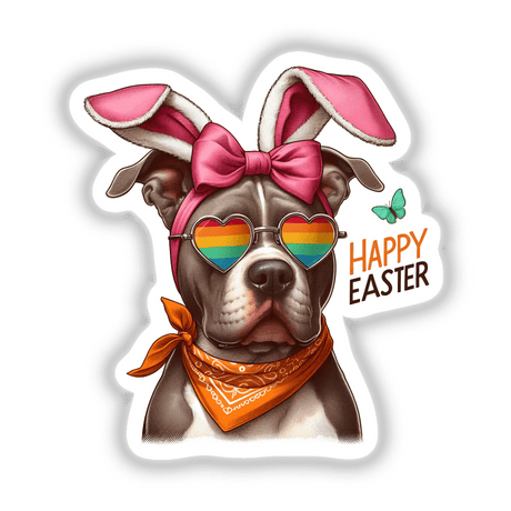 Rainbow Easter Bunny Pitbull Dog