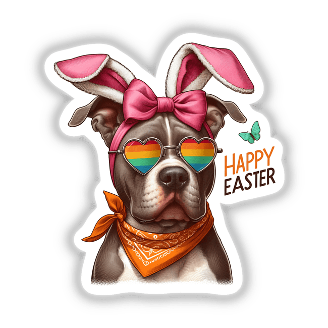 Rainbow Easter Bunny Pitbull Dog