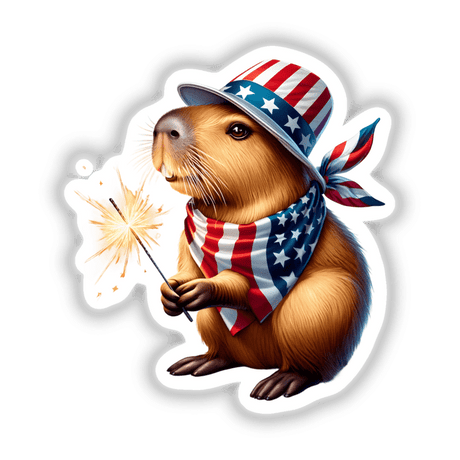 Capybara Holding Sparkler 4th of July