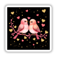 Lovebirds on a Pink Branch with Gold Hearts depicts two birds perched on a branch, designed as stickers or digital artwork, reflecting Decal Venue's unique artistic flair.
