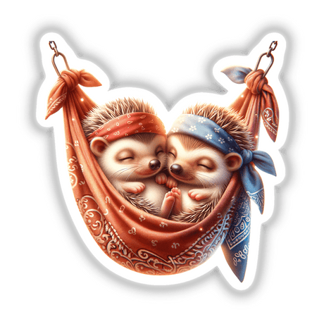 Cute Hedgehogs Sleeping in Bandana Hammock