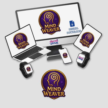 Mind Weaver – RPG-Style Skill Badge showcasing a gold and violet psychic crest, available as stickers or digital artwork, reflecting Decal Venue's unique vinyl sticker and digital art offerings.