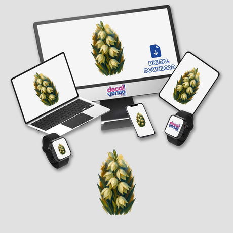 New Mexico State Flower Sticker or Clipart featuring a detailed Yucca Flower design, ideal for stickers or digital artwork with commercial rights.