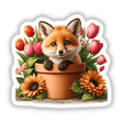 Fox Peeking Out of Flower Pot