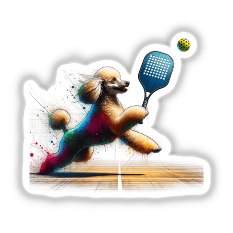 Poodle Dog Playing Pickleball